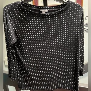 J. Jill Black and White Polka Dot Top 3/4 Sleeves #184